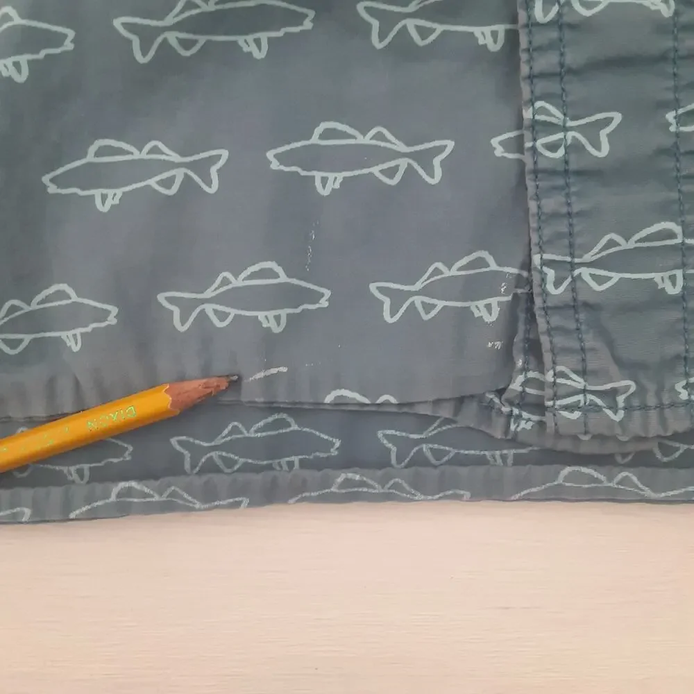 Duluth Trading Co Relaxed Fit Fish Print Button Down Short Sleeve Shirt Mens 2XL